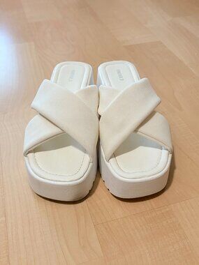 White Platform Sandals - Thick Straps - Good Condition